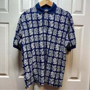 VTG Dockers Since 1850 Men’s Short Sleeve Shirt Size XL Collared Blue And White
